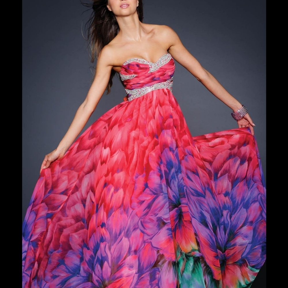 LARA Multicolor Strapless Prom Dress